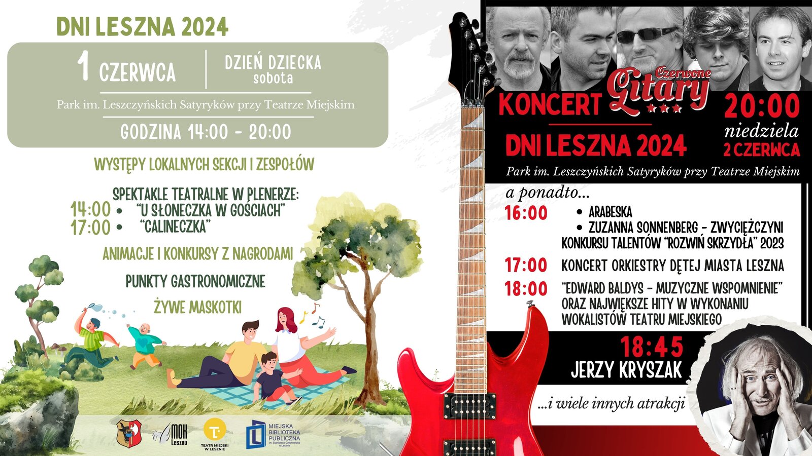 Dni Leszna 2024. Harmonogram wydarzeń w Parku Satyryków.
